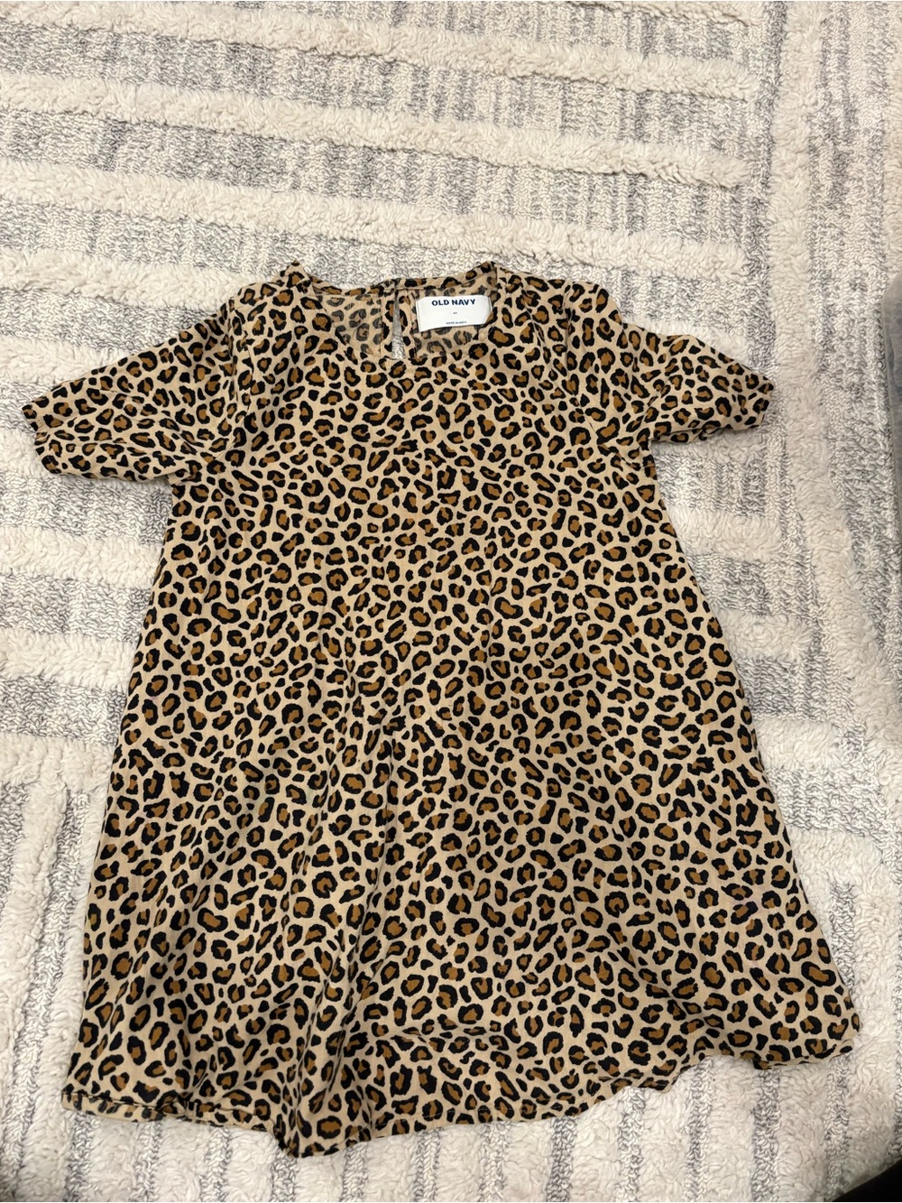 Old Navy Leopard Print Tan & Black Short Sleeve Dress